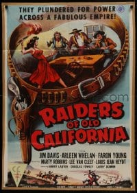 1b719 RAIDERS OF OLD CALIFORNIA 1sh 1957 Jim Davis, Lee Van Cleef, great gun belt and pistol art!