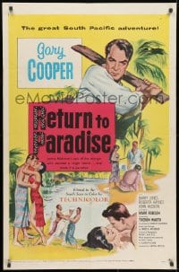 1b736 RETURN TO PARADISE 1sh 1953 art of Gary Cooper, from James A. Michener's story!