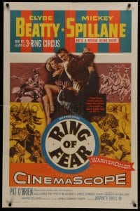 1b743 RING OF FEAR 1sh 1954 Clyde Beatty and his gigantic 3-ring circus + Mickey Spillane!