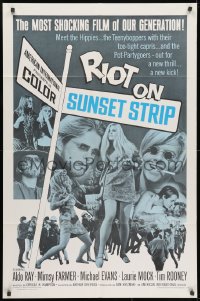 1b745 RIOT ON SUNSET STRIP 1sh 1967 hippies with too-tight capris, crazy pot-partygoers!