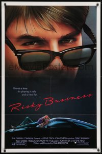 1b746 RISKY BUSINESS 1sh 1983 classic close up art of Tom Cruise in cool shades by Drew Struzan!