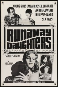 1b762 RUNAWAY DAUGHTERS 1sh 1968 Barry Mahon, young girls deflowered in hippie sex pads!