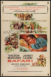 1b765 SAFARI 1sh 1956 cool art of Victor Mature & Janet Leigh in murderous Mau-Mau!