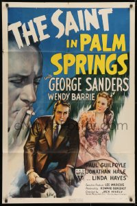 1b767 SAINT IN PALM SPRINGS style A 1sh 1941 artwork of detective George Sanders & Wendy Barrie!
