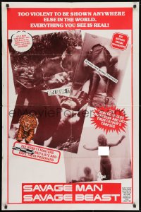 1b776 SAVAGE MAN SAVAGE BEAST 1sh 1978 too violent to be shown anywhere else, eating corpses!