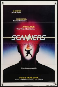 1b779 SCANNERS teaser 1sh 1981 David Cronenberg, in 20 seconds your head explodes!