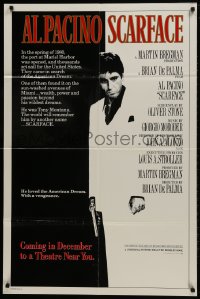 1b780 SCARFACE advance 1sh 1983 Al Pacino with gun, De Palma, Oliver Stone, rare December version!