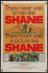 1b792 SHANE 1sh R1966 most classic western, Alan Ladd, Jean Arthur, Van Heflin, De Wilde!