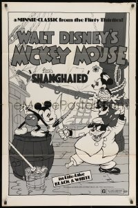 1b793 SHANGHAIED 1sh R1974 cool art of Mickey Mouse dueling Pegleg Pete w/swordfish!