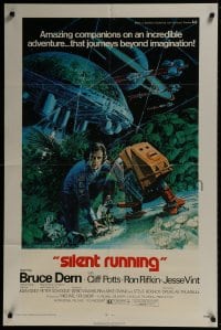 1b804 SILENT RUNNING 1sh 1972 Douglas Trumbull, cool art of Bruce Dern & his robot by Akimoto!
