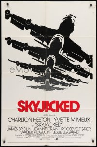1b816 SKYJACKED style A 1sh 1972 Charlton Heston, Mimieux, cool art of Boeing 707 airplane!