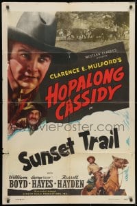 1b433 HOPALONG CASSIDY style B 1sh 1947 art of William Boyd and Gabby Hayes, Sunset Trail!