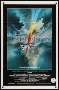 1b861 SUPERMAN int'l 1sh 1978 D.C. comic book superhero Christopher Reeve, cool Bob Peak logo art!
