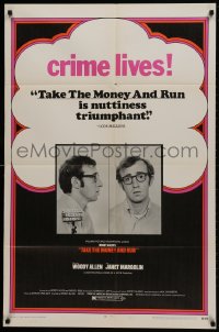 1b867 TAKE THE MONEY & RUN 1sh 1969 wacky Woody Allen mugshot in classic mockumentary!