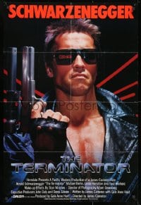1b881 TERMINATOR int'l 1sh 1984 close up of classic cyborg Arnold Schwarzenegger with gun!