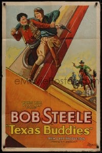 1b886 TEXAS BUDDIES 1sh 1932 airplane pilot Bob Steele in a modern cowboy western, great art!