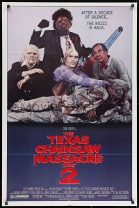 1b887 TEXAS CHAINSAW MASSACRE PART 2 1sh 1986 Tobe Hooper horror sequel, cool family portrait!