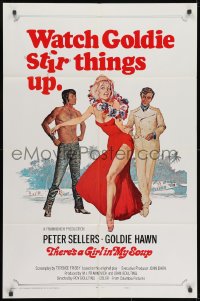 1b889 THERE'S A GIRL IN MY SOUP style A int'l 1sh 1971 different art of Peter Sellers & Goldie Hawn!