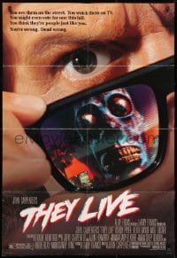 1b890 THEY LIVE heavy stock 1sh 1988 Rowdy Roddy Piper, John Carpenter, he's all out of bubblegum!