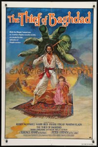1b892 THIEF OF BAGHDAD 1sh 1979 cool art of top stars on flying carpet + genie!