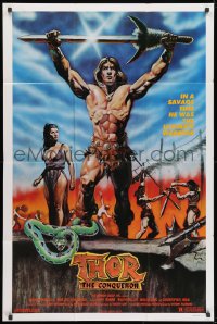 1b897 THOR THE CONQUEROR 1sh 1984 Conan rip-off, cool sword & sorcery art by Nakamura Huston!
