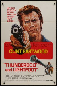 1b906 THUNDERBOLT & LIGHTFOOT int'l 1sh 1974 different artwork of Clint Eastwood with HUGE gun!