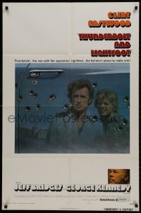 1b908 THUNDERBOLT & LIGHTFOOT style B 1sh 1974 reflection of Clint Eastwood & Bridges by Lettick!