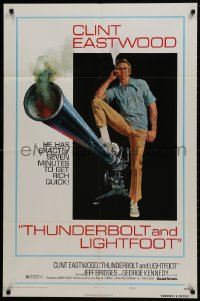1b909 THUNDERBOLT & LIGHTFOOT style C 1sh 1974 art of Clint Eastwood with HUGE gun by McGinnis!