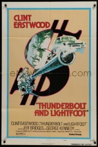 1b910 THUNDERBOLT & LIGHTFOOT style D 1sh 1974 art of Clint Eastwood with HUGE gun by Arnaldo Putzu!