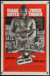 1b932 TRUCK TURNER 1sh 1974 AIP, cool image of bounty hunter Isaac Hayes with gun!
