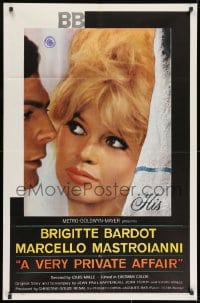 1b942 VERY PRIVATE AFFAIR 1sh 1962 Louis Malle's Vie Privee, c/u of sexiest Brigitte Bardot!
