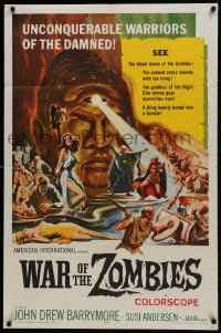 1b957 WAR OF THE ZOMBIES 1sh 1965 John Drew Barrymore vs warriors of the damned, Reynold Brown art!
