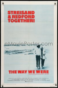 1b961 WAY WE WERE 1sh 1973 Barbra Streisand & Robert Redford walk on the beach!