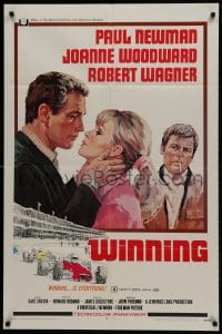 1b985 WINNING 1sh 1969 Paul Newman, Joanne Woodward, Indy car racing art by Howard Terpning!