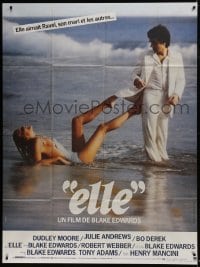 1c442 '10' French 1p 1979 Blake Edwards, best image of Dudley Moore & sexy Bo Derek on beach!