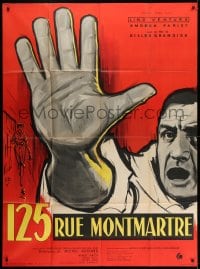 1c444 125 RUE MONTMARTRE French 1p 1959 cool close up art of detective Lino Ventura by Yves Thos!