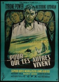 1c446 ABANDON SHIP French 1p R1960s wonderful different art of Tyrone Power & cast by Jean Mascii!