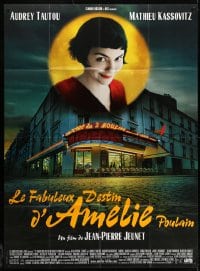 1c454 AMELIE French 1p 1901 Jean-Pierre Jeunet, great image of Audrey Tautou over storefront!