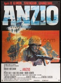 1c460 ANZIO French 1p 1968 Lo Sbarco di Anzio, Robert Mitchum, different art by Georges Kerfyser!