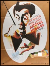 1c464 ARTISTS & MODELS French 1p R1970s different Hurel art of Jerry Lewis painting sexy naked girl!