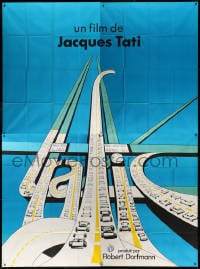 1c013 TRAFFIC French 4p 1973 Jacques Tati as Mr. Hulot, wonderful title treatment art, very rare!