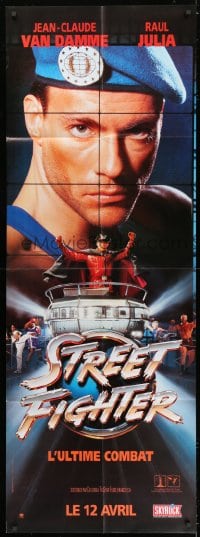 1c044 STREET FIGHTER French door panel 1994 Jean-Claude Van Damme, Raul Julia in his final role