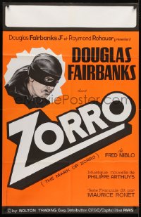 1c022 MARK OF ZORRO French 30x46 R1960s Douglas Fairbanks Sr. as the masked hero!