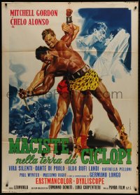 1c188 ATLAS AGAINST THE CYCLOPS Italian 1p 1961 art of men battling + sexy Chelo Alonso by De Seta!