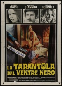 1c197 BLACK BELLY OF THE TARANTULA Italian 1p 1972 art of sexy Barbara Bach stalked by killer!