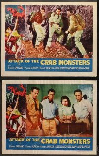 1d817 ATTACK OF THE CRAB MONSTERS 2 LCs 1957 Roger Corman, Richard Garland, classic border art!