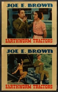 1d844 EARTHWORM TRACTORS 2 LCs 1936 one w/Joe E. Brown & June Travis dancing on tracks by train!