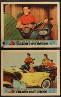 1d857 FOLLOW THAT DREAM 2 LCs 1962 great images of Elvis Presley playing guitar alone & with cast!