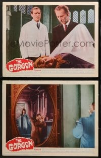 1d866 GORGON 2 LCs 1964 great images of Peter Cushing, Terence Fisher directed Hammer horror!