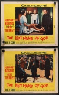 1d888 LEFT HAND OF GOD 2 LCs 1955 priest Humphrey Bogart in Asia w/ Lee J. Cobb!
